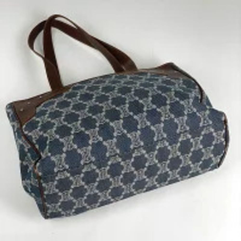Celine Tote Denim Paris Blue Shoulder Macadam Bag Brown